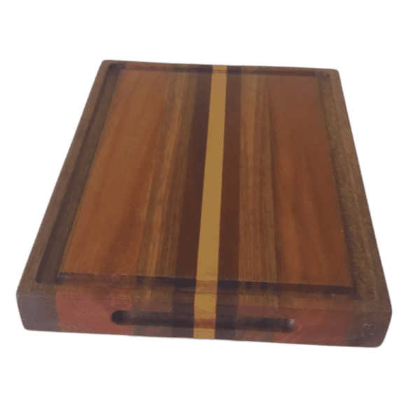 Tábua de Corte Marchetada - Madeiras Nobres - 35cm X 23,5cm X 3,5cm