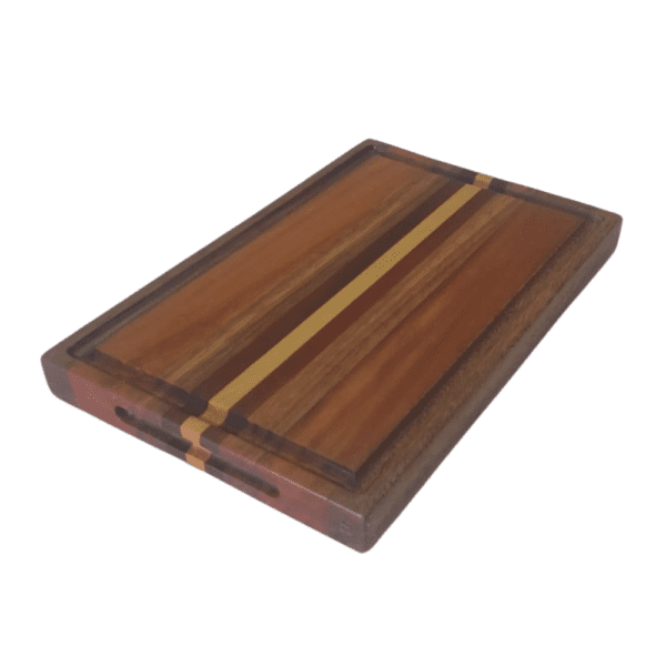 Tábua de Corte Marchetada - Madeiras Nobres - 35cm X 23,5cm X 3,5cm - Imagem 2