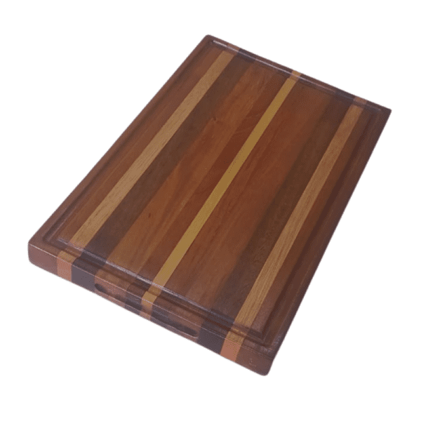 Tábua de Corte Marchetada: Madeiras Nobres - 43,5cm X 28cm X 3,5cm