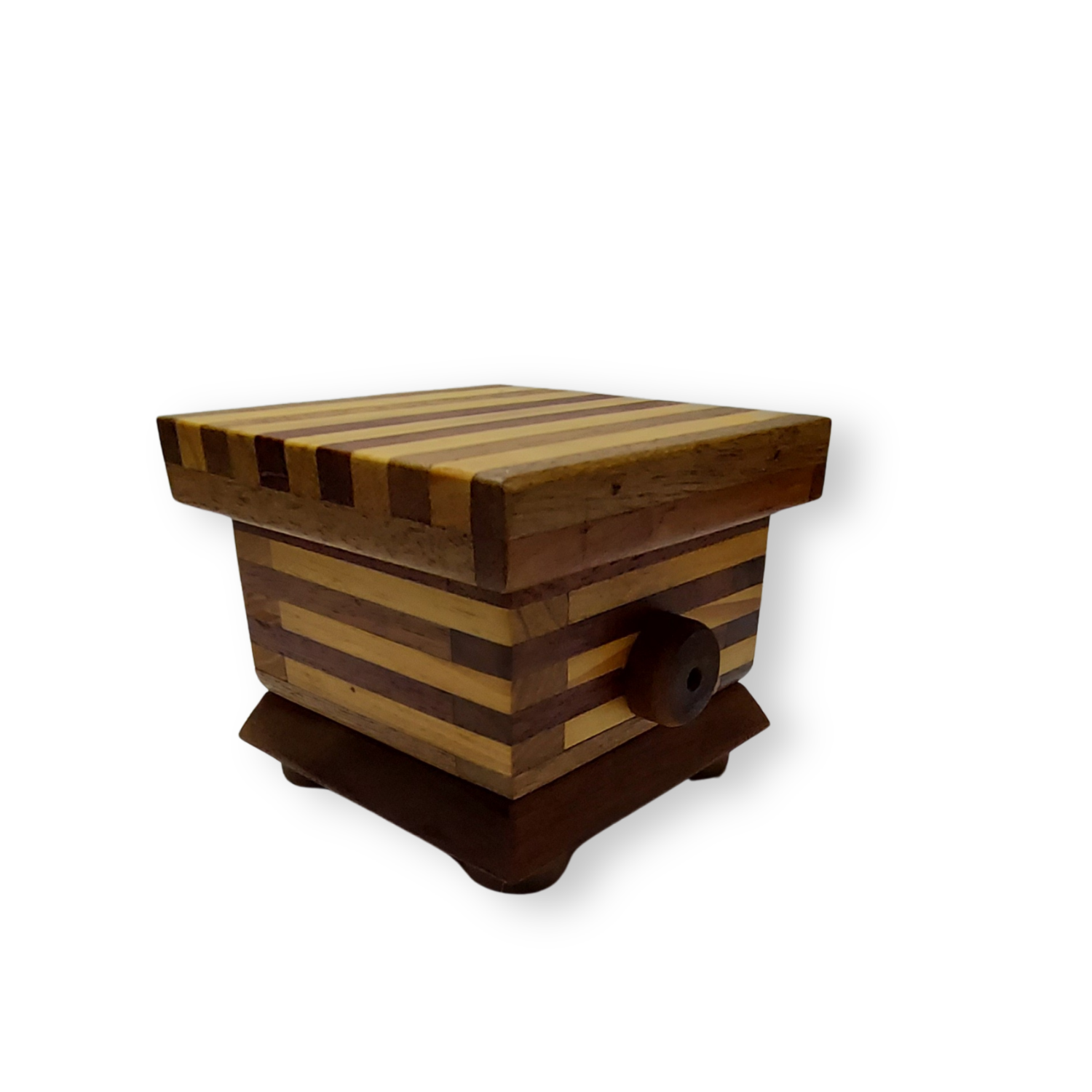 Caixa Bauzinho Quadrado Marchetado 8cm x 8cm x 8cm